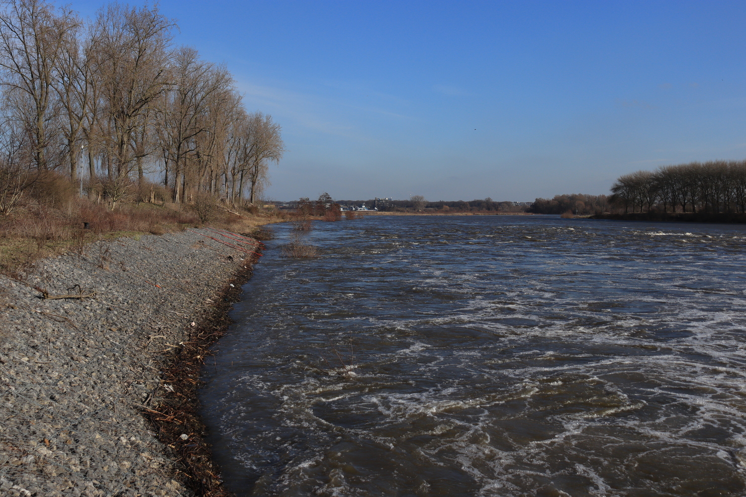 View along the shore of the Maas river (just after a small hydropower plant)